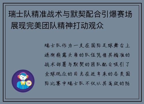 瑞士队精准战术与默契配合引爆赛场 展现完美团队精神打动观众